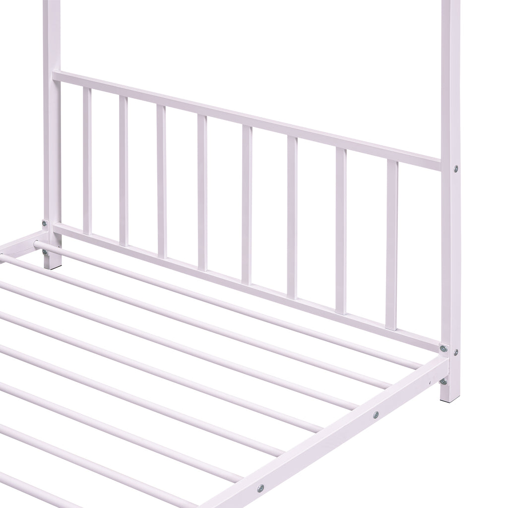 Leoglint Twin Size Metal House Platform Bed Frame, Pink