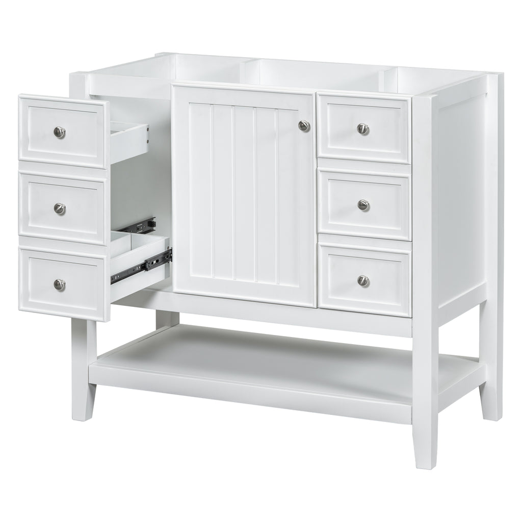 Leoglint 36" Bathroom Vanity without Sink, Cabinet Base Only, One Cabinet and three Drawers, White