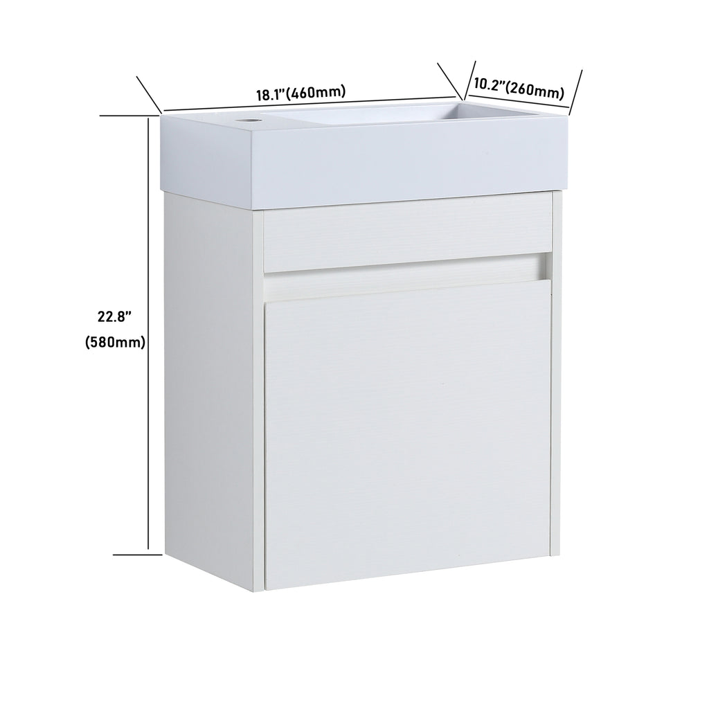 Leoglint 18'' Floating Wall-Mounted Bathroom Vanity with White Resin Sink & Soft-Close Cabinet Door