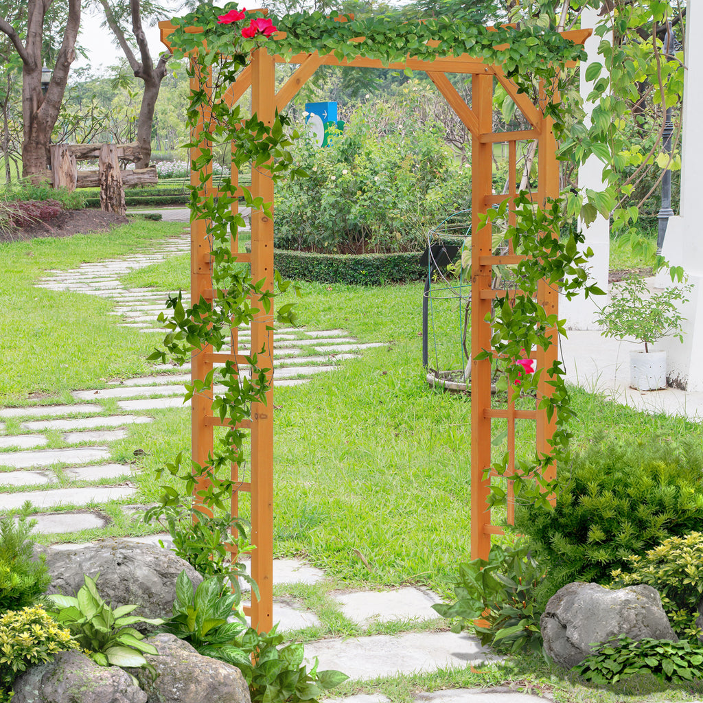 Leoglint 85" Wooden Garden Trellis Arbor for Wedding and Ceremony, Outdoor Garden Arch Trellis for Climbing Vines - Orange