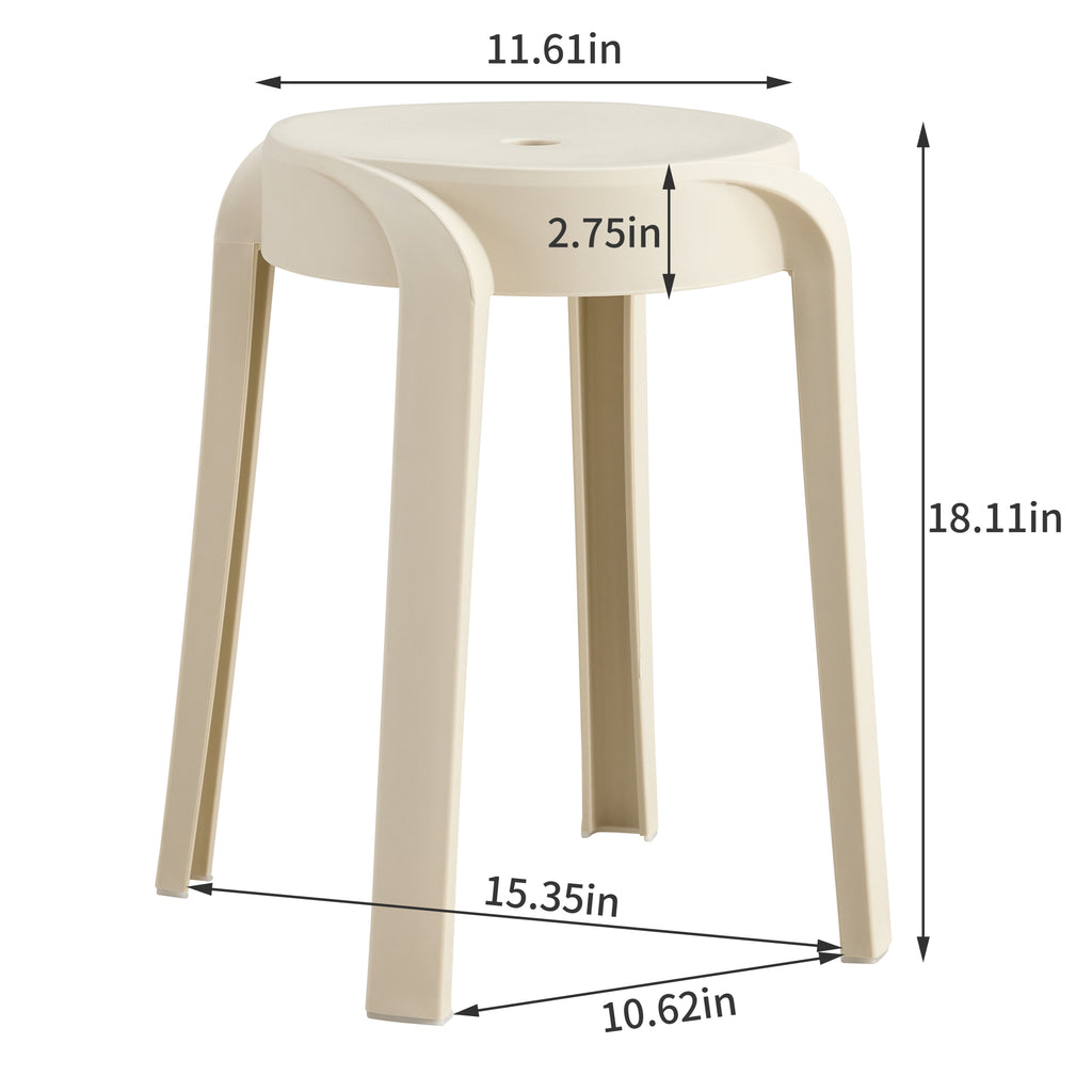 Leoglint 6 Pack Outdoor Chair Stackable Classroom Stools Plastic Stools Nesting Stools Colorful Round Stools Indoor Outdoor Flexible Seating Decorative Stools Chairs for Home Office School Classroom Beige