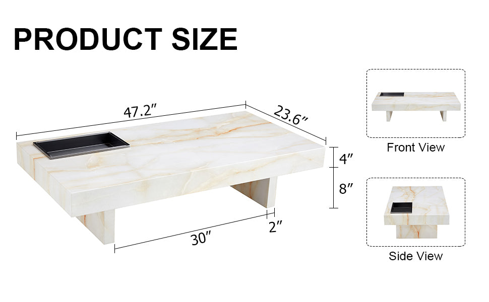 Leoglint A modern and practical coffee table with imitation marble patterns, made of MDF material. The fusion of elegance and natural fashion 47.2"* 23.6"* 12 "