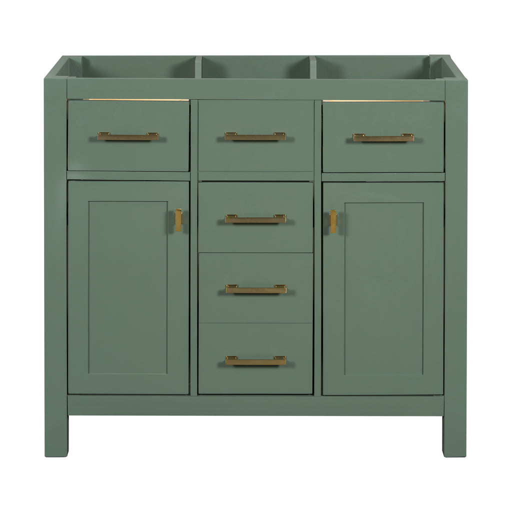 Leoglint 36'' Bathroom Vanity without sink, Modern Freestanding Single Bathroom Cabinet with 4 Drawers & 2 Cabinets,Storage Cabinet for Bathroom, Solid Wood Frame Vanity Only, Green (NOT INCLUDE SINK)