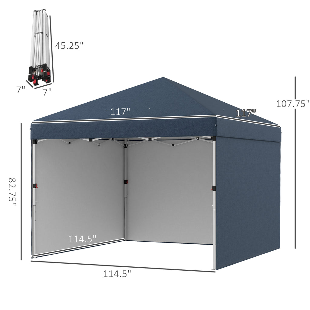 Leoglint  Outdoor Umbrella 10' x 10' Pop Up Canopy Tent with 3 Sidewalls, Leg Weight Bags and Carry Bag, Height Adjustable, Instant Party Tent Event Shelter Gazebo for Garden, Patio, Navy Blue