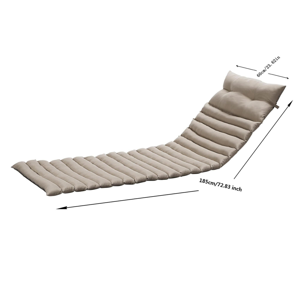 Leoglint 2PCS Set Outdoor Chair Outdoor Lounge Chair Cushion Replacement Patio Funiture Seat Cushion Chaise Lounge Cushion-KHAKI