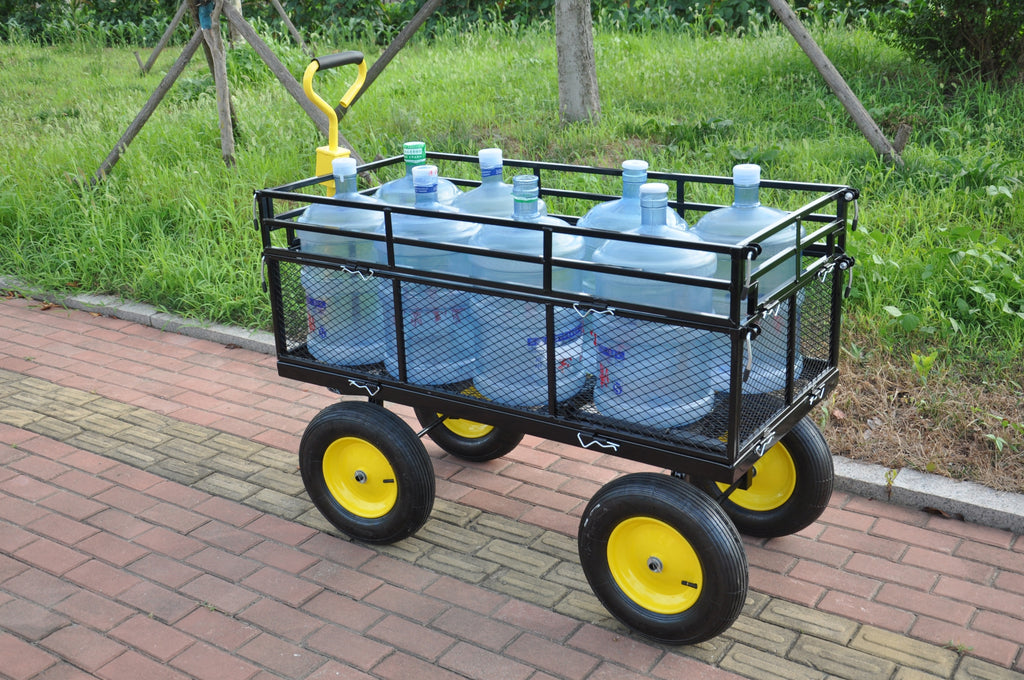 Leoglint Big Wagon Cart Garden cart trucks make it easier to transport firewood Yellow+BlackB