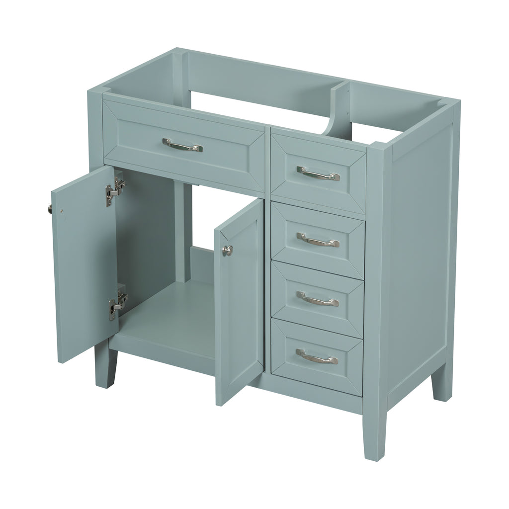 Leoglint 36" Bathroom Vanity without Sink, Cabinet Base Only, Bathroom Cabinet with Drawers, Solid Frame and MDF Board, Green