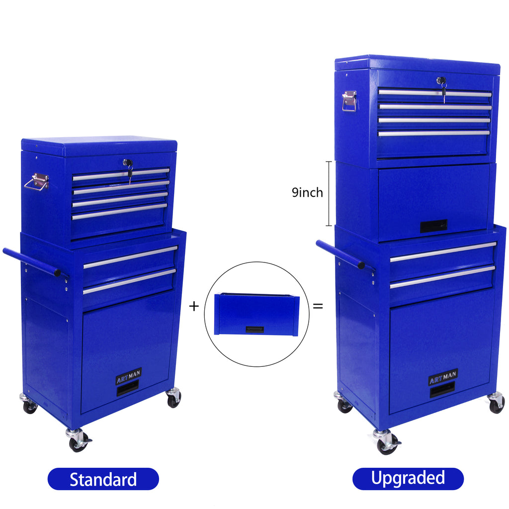 Leoglint High Capacity Rolling Tool Chest with Wheels and Drawers, 6-Drawer Tool Storage Cabinet--BLUE