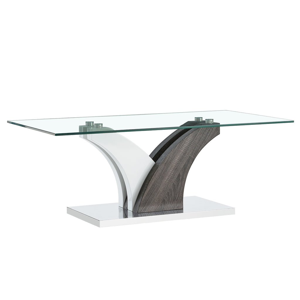 Leoglint Modern dining table,Tea Table.Coffee Table. Tempered glass countertop, and artistic MDF legs are perfect for hosting dinners, conferences, home, and office decorations.B-793