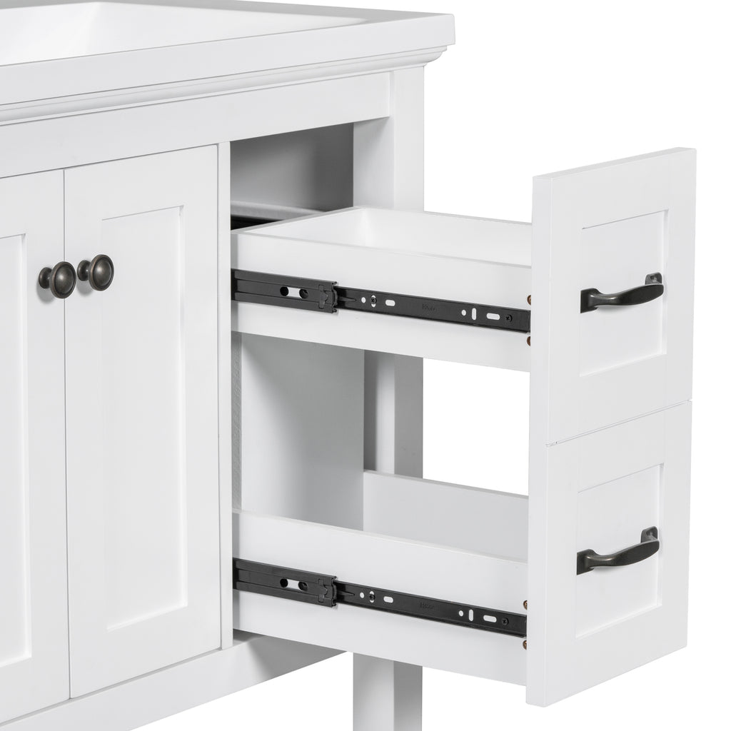 Leoglint 30" Bathroom Vanity without Sink Top, Cabinet Base Only, Vanity with Multi-Functional Drawer, White