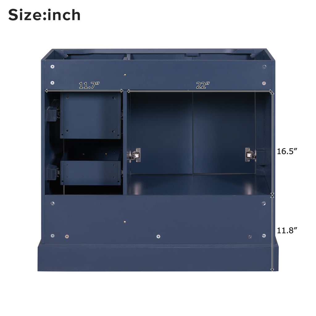 Leoglint [Cabinet Only] 36" Blue Traditional Bathroom Vanity(Sink not included)