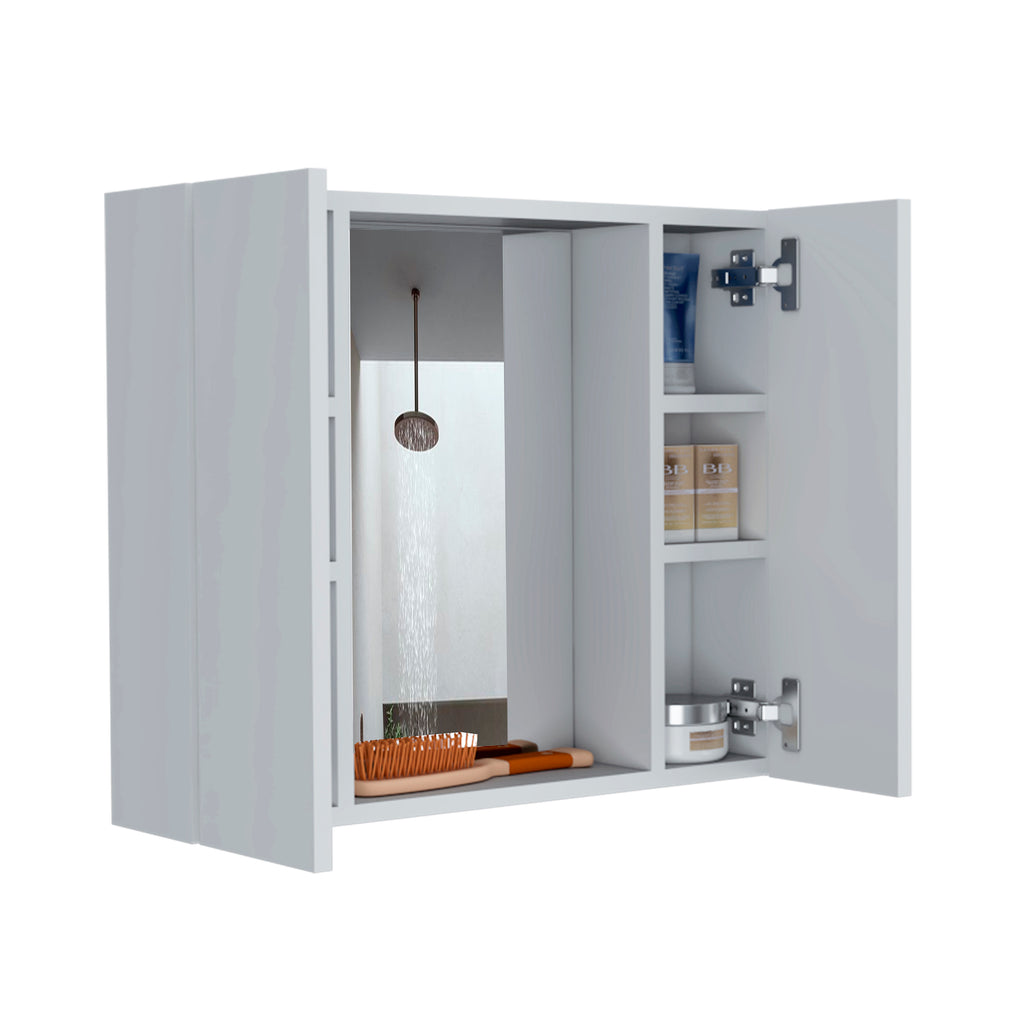 Leoglint Medicine 19H" Double Door Cabinet, One External Shelf, White