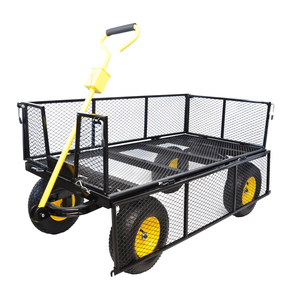 Leoglint BIG  Wagon Cart Garden cart trucks make it easier to transport firewood Yellow+Black Maximum static load is 880 lbs.