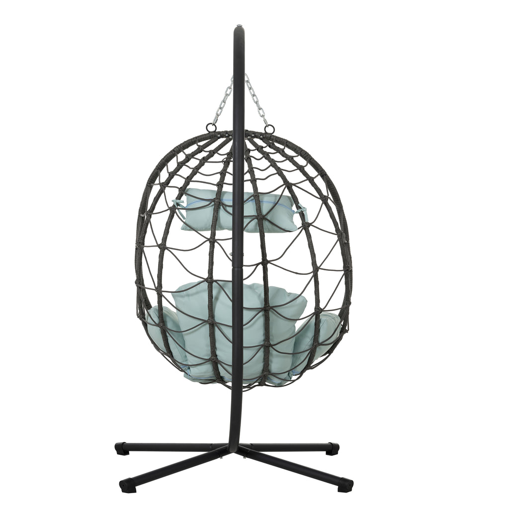 Leoglint Egg Outdoor Chair with Stand Indoor Outdoor Swing Chair Patio Wicker Hanging Egg Chair Hanging Basket Chair with Stand for Bedroom Living Room Balcony