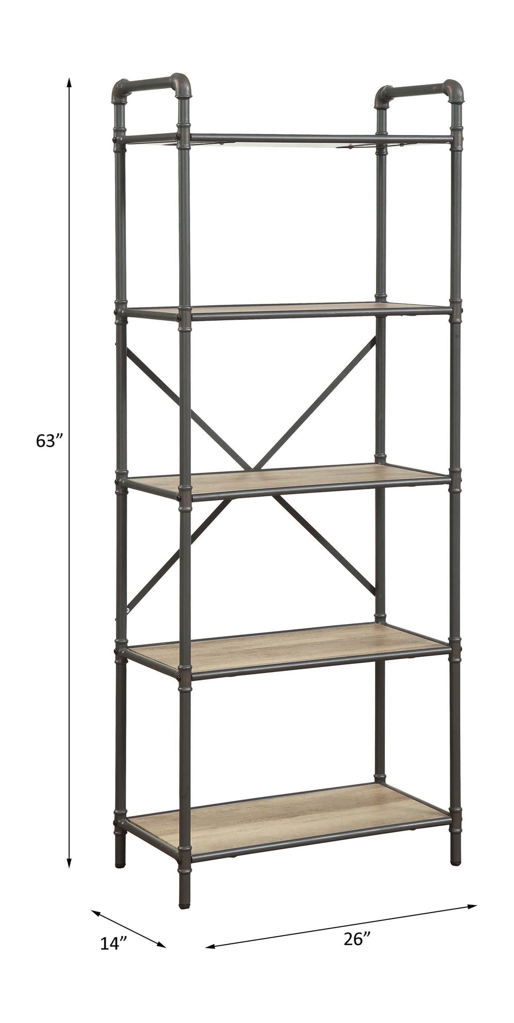 Leoglint ACME Itzel Bookshelf in Antique Oak & Sandy Gray 97164