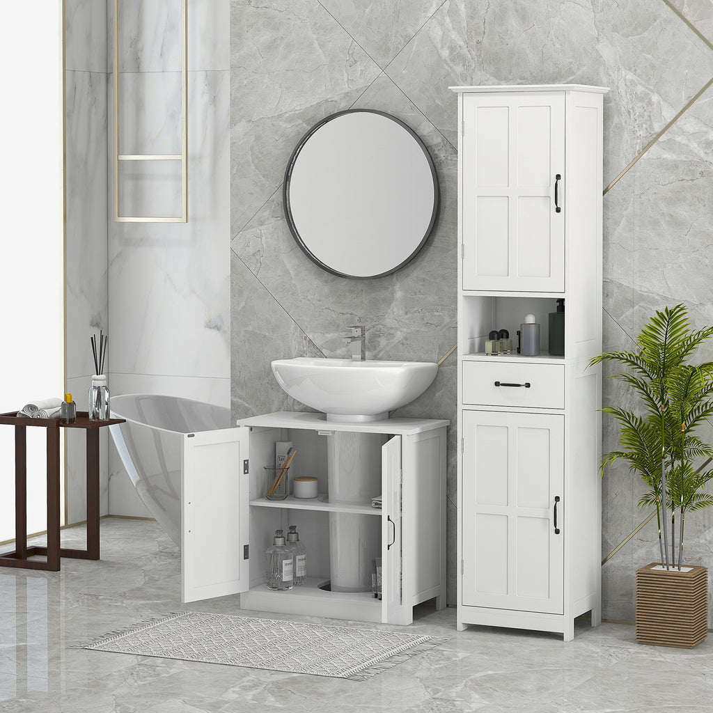 Leoglint Bathroom Vanity Sink Cabinet, Pedestal Sink Cabinet with Adjustable Shelf, White