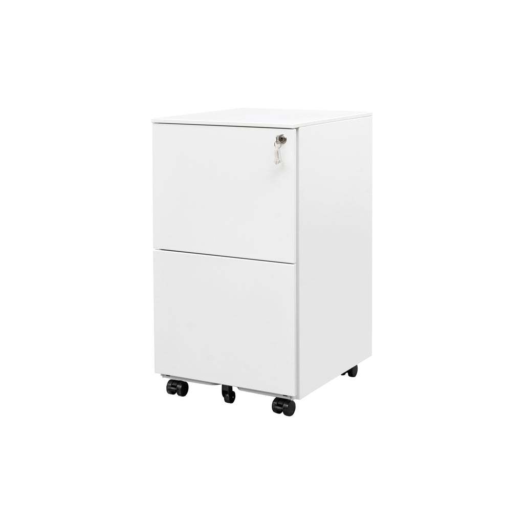 Leoglint 2 Drawer File Cabinet with Lock, Steel Mobile Filing Cabinet on Anti-tilt Wheels, Rolling Locking Office Cabinets Under Desk for Legal/Letter Size