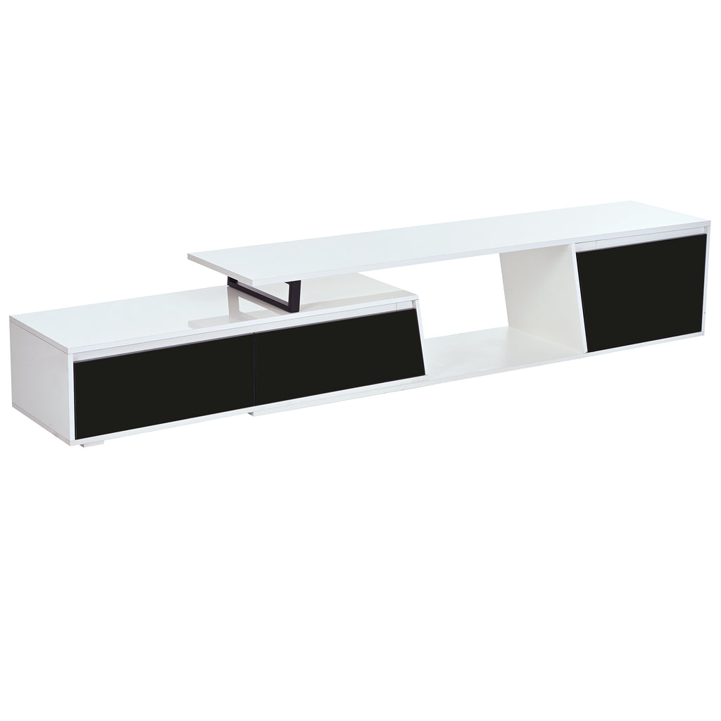 Leoglint U-Can Modern, Minimalist Rectangle Extendable TV Stand, TV Cabinet with 2 Drawers and 1 Cabinet for Living Room, Up to 100''