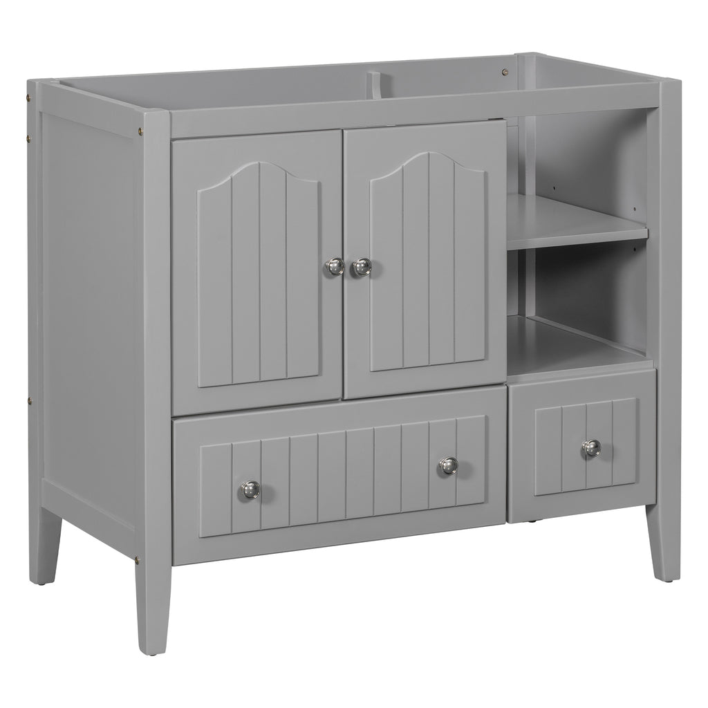 Leoglint 36" Bathroom Vanity Base Only, Solid Wood Frame and MDF Boards, Grey