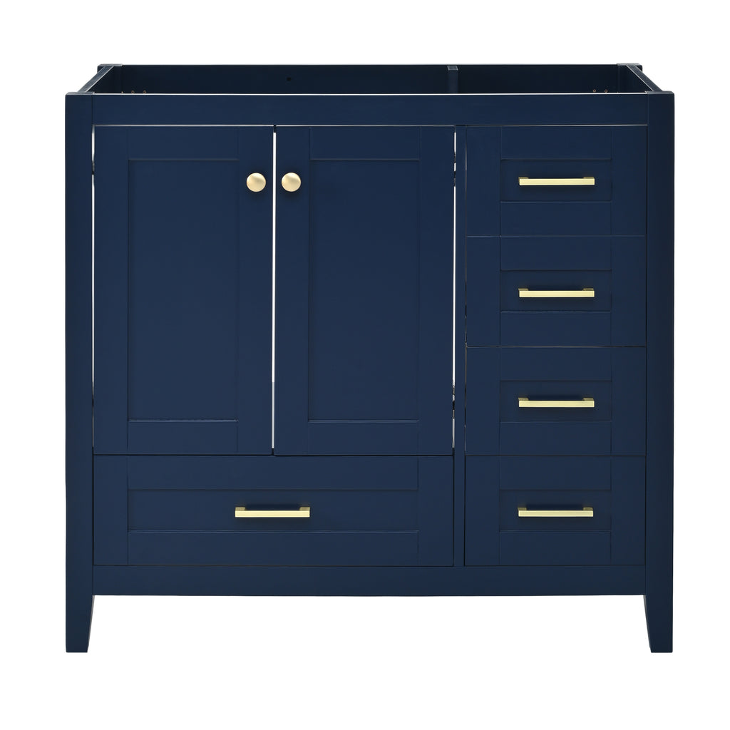 Leoglint 36'' Bathroom Vanity without Sink, Modern Bathroom Cabinet with 4 Drawers, Freestanding Wood Bathroom Vanity, Blue (NOT INCLUDE BASIN)