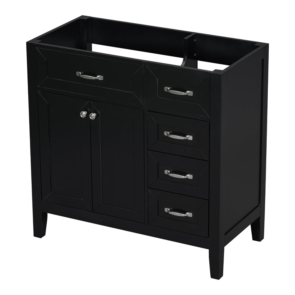 Leoglint 36" Bathroom Vanity without Sink, Cabinet Base Only, Bathroom Cabinet with Drawers, Solid Frame and MDF Board, Black