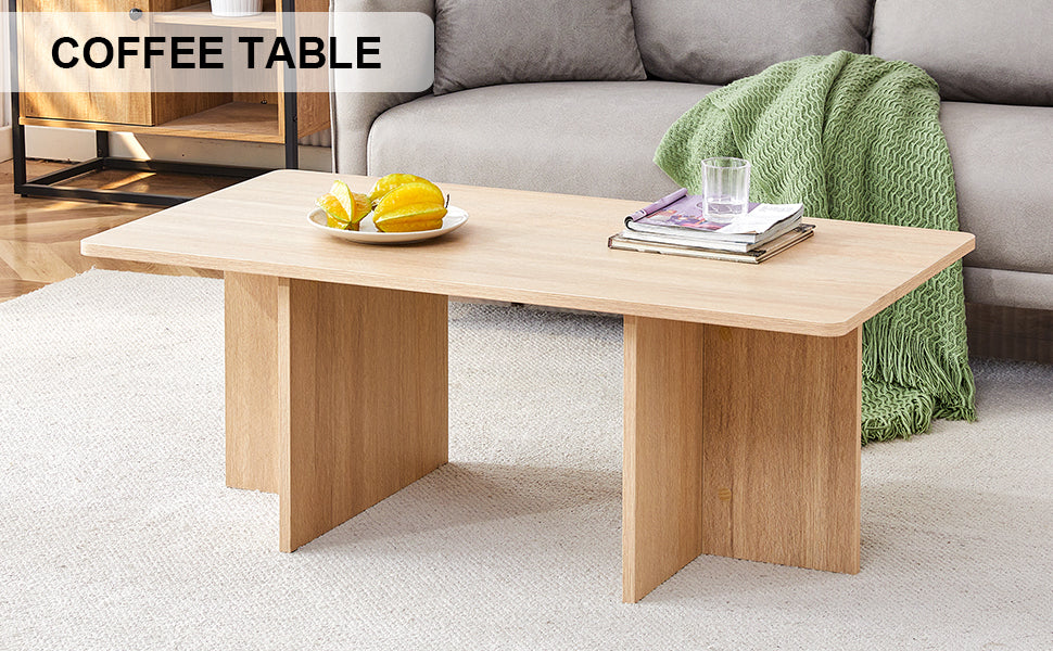 Leoglint A modern and practical wood colored coffee table. The coffee table is made of medium density fiberboard material and is suitable for living rooms, bedrooms, and study rooms. CT-2O