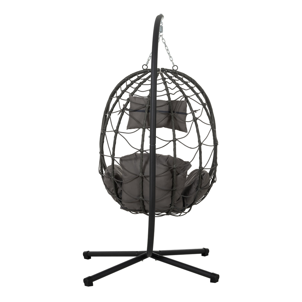 Leoglint Egg Outdoor Chair with Stand Indoor Outdoor Swing Chair Patio Wicker Hanging Egg Chair Hanging Basket Chair with Stand for Bedroom Living Room Balcony