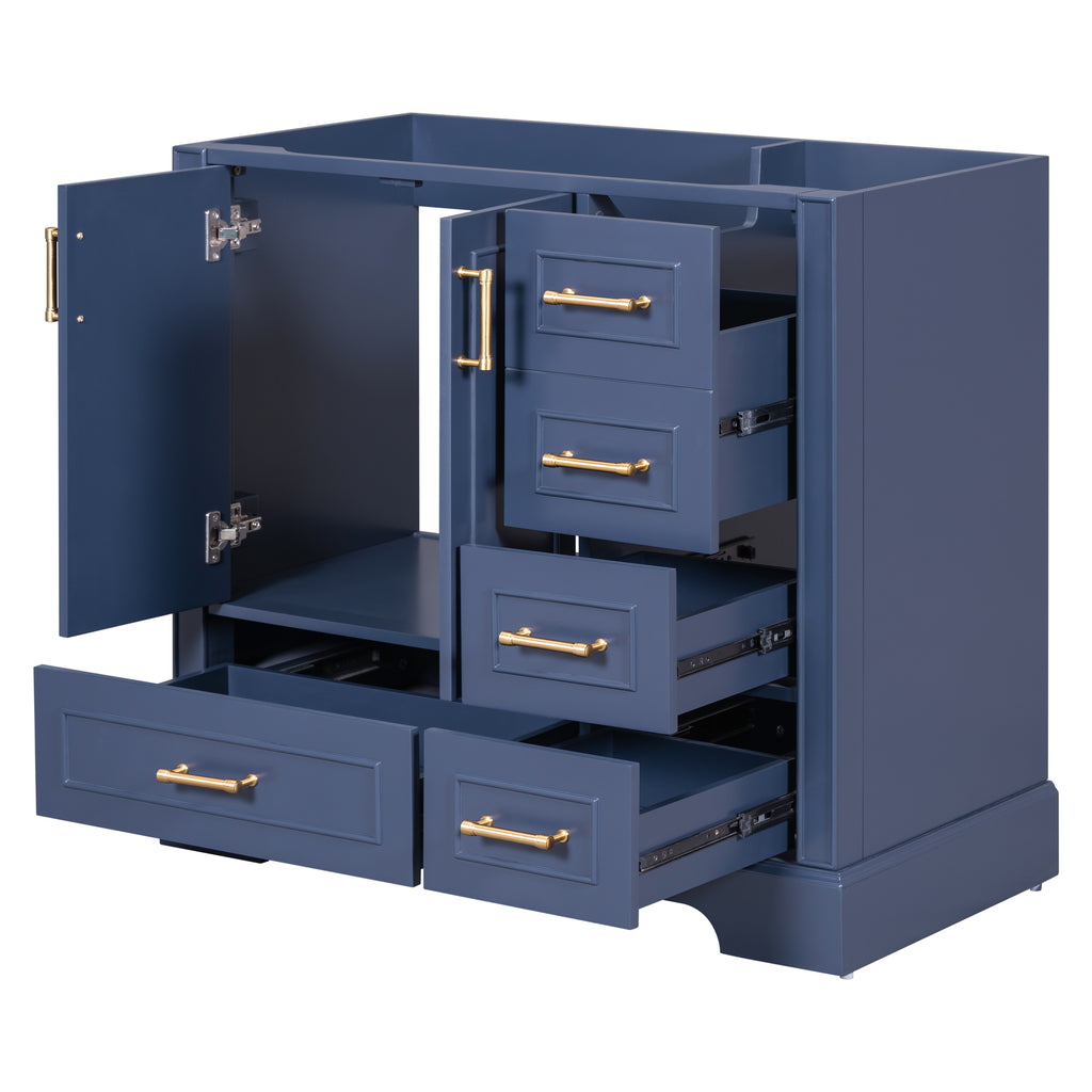 Leoglint [Cabinet Only] 36" Blue Traditional Bathroom Vanity(Sink not included)