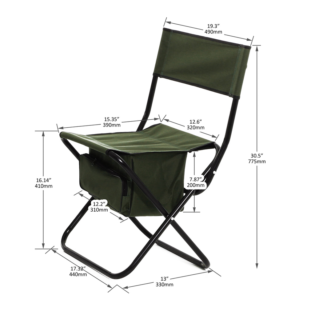 Leoglint 2-piece Folding Outdoor Chair with Storage Bag, Portable Chair for indoor, Outdoor Camping, Picnics and Fishing,Green