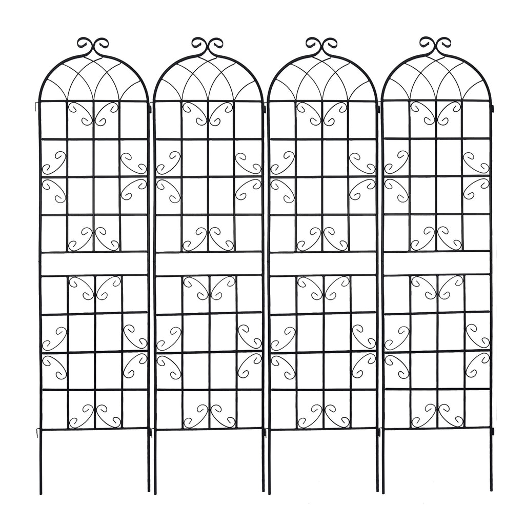 Leoglint 4 Pack Metal Garden Trellis 86.7" x 19.7" Rustproof Trellis for Climbing Plants Outdoor Flower Support Black