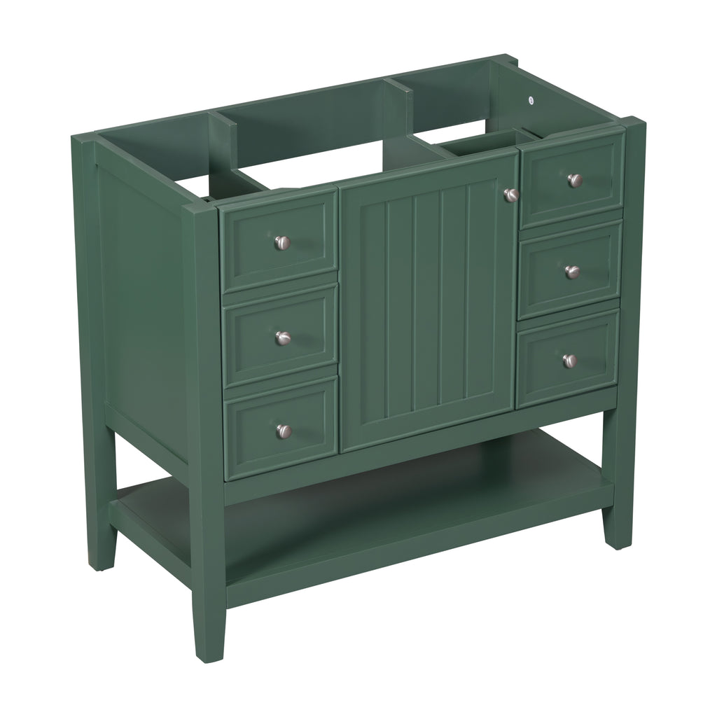 Leoglint 36" Bathroom Vanity without Sink, Cabinet Base Only, One Cabinet and three Drawers, Green