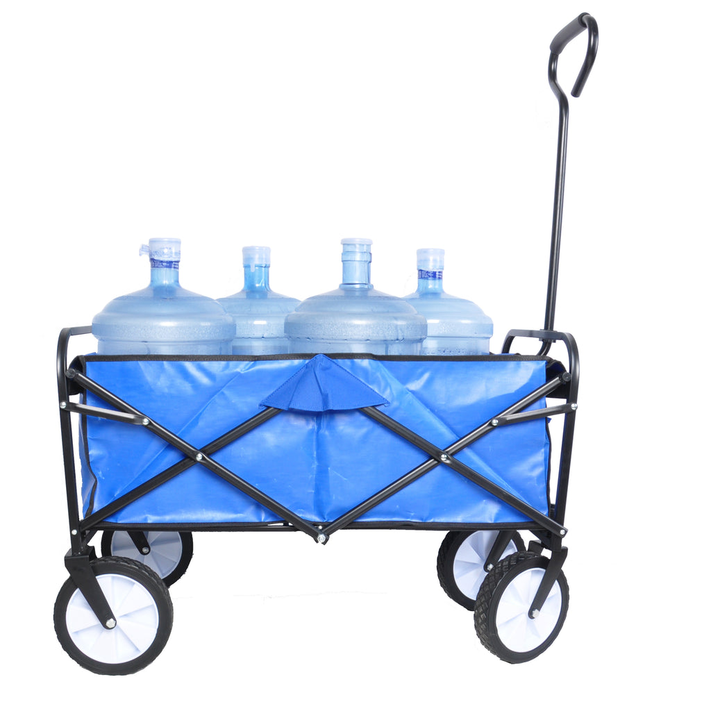 Leoglint Garden cart Folding Wagon Garden Shopping Beach Cart (Blue)