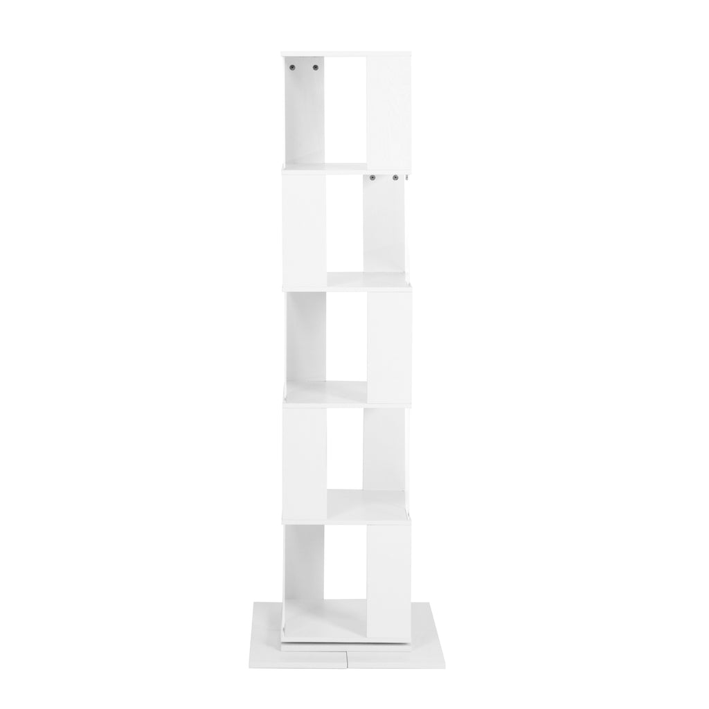 Leoglint 5 tier Rotating Bookshelf, Floor Rack Simple Bookcase  with Acrylic plate Student Multi-Function Creative Bookshelf for Living Room with anti-toppling base