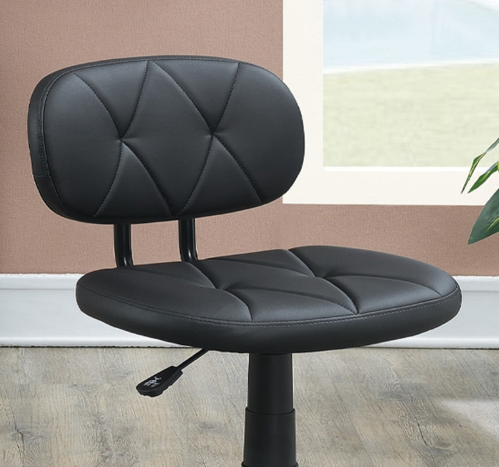 Leoglint Modern 1pc Office Chair Black Tufted Design Upholstered Chairs with wheels