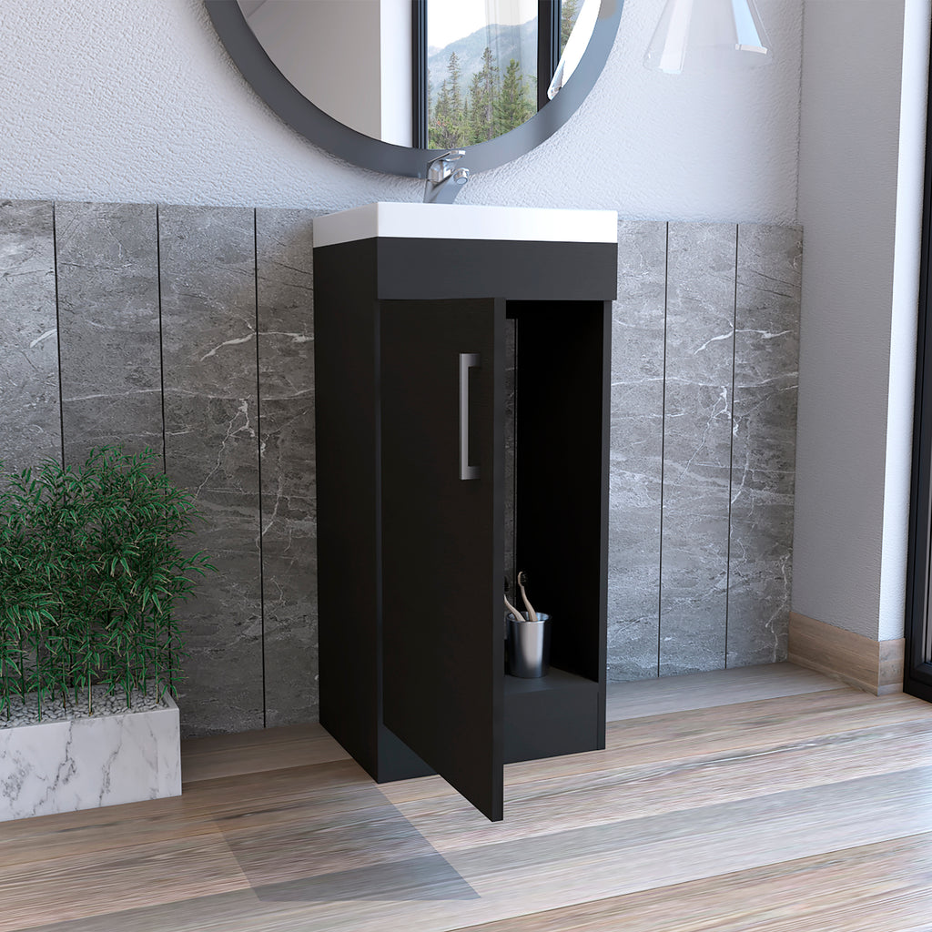 Leoglint Sevilla Bathroom Vanity, Single Door Cabinet, Black