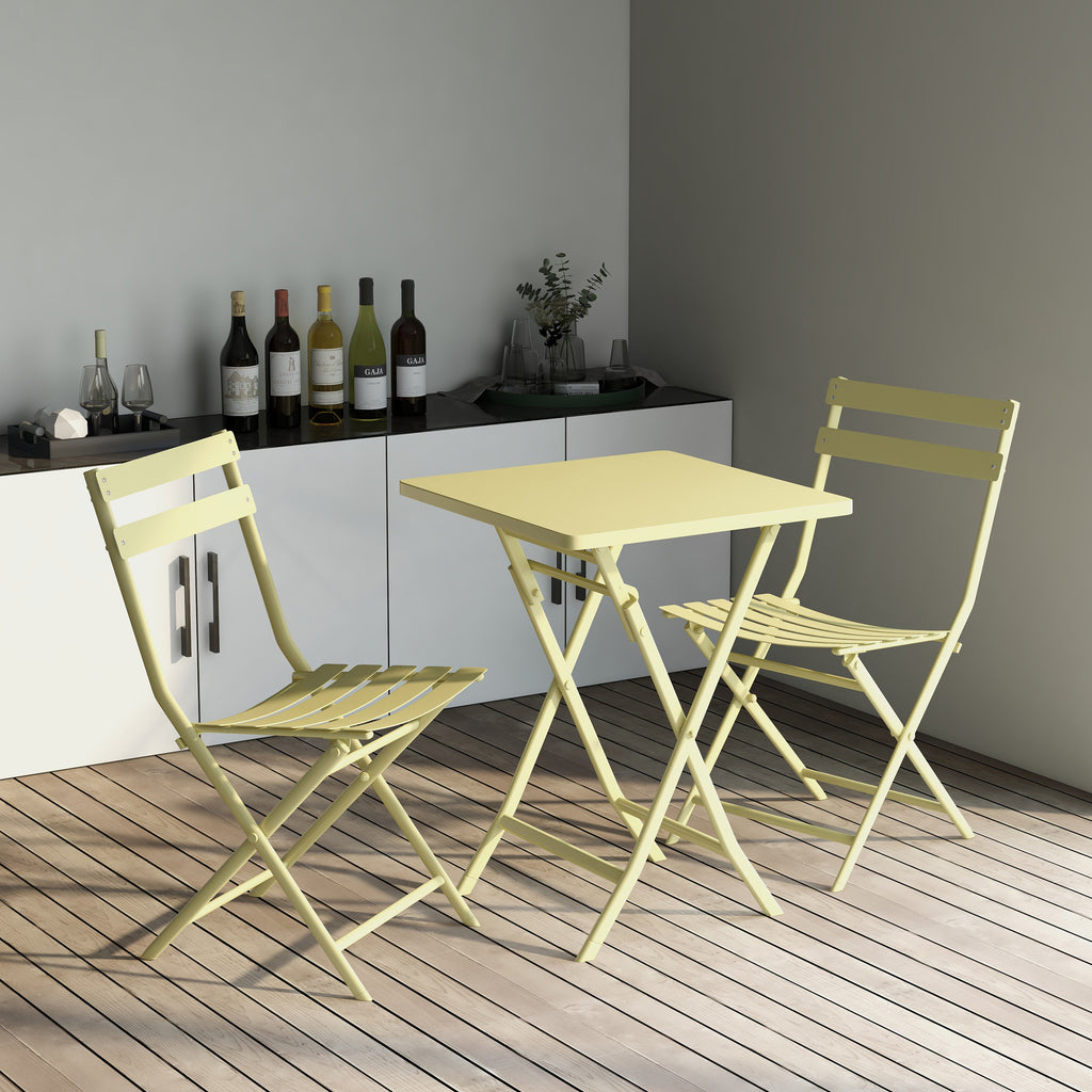 Leoglint 3 Piece Patio Bistro Set of Foldable Square Table and Chairs,Outdoor Chair, Yellow