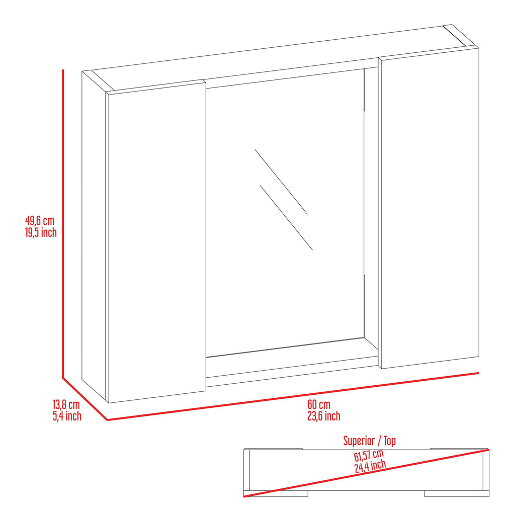 Leoglint Draco Medicine Cabinet, Mirror, Double Door, One External Shelf