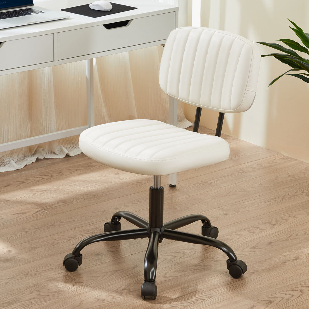 Leoglint SWEETCRISPY PU Leather Low Back Task Chair Small Home Office Chair with Wheels