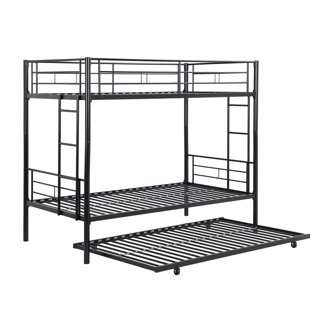 Leoglint METAL Bunk Bed Frame with trundle  Black