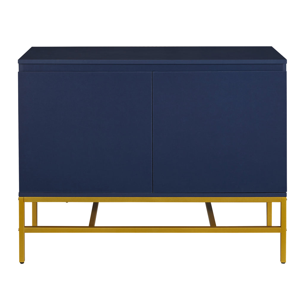 Leoglint TREXM Minimalist & Luxury Cabinet Two Door Sideboard with Gold Metal Legs for Living Room, Dining Room (Navy)