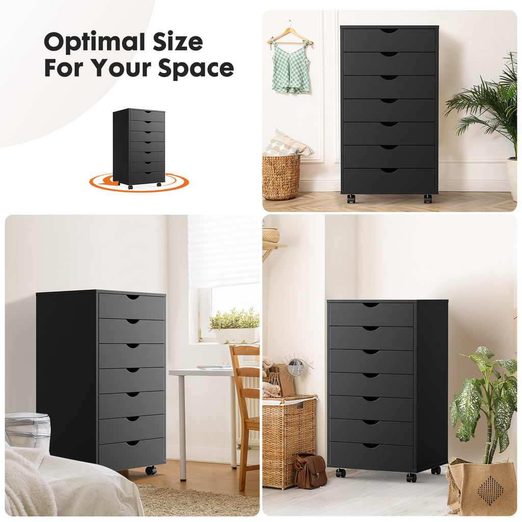 Leoglint Sweetcrispy 7 - Storage Cabinets with Wheels Dressers Wood Dresser Cabinet Mobile Organizer Drawers for Office