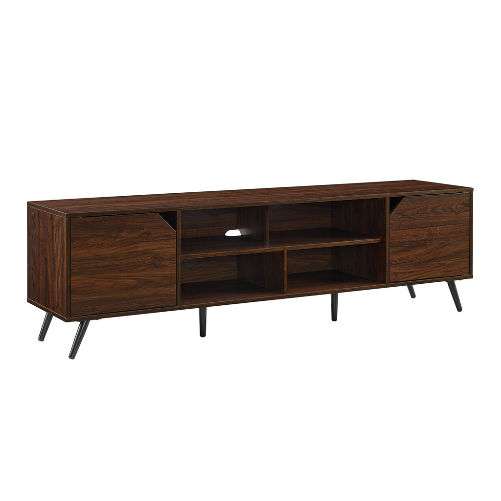 Leoglint Contemporary 2-Door Minimalist TV Stand for TVs up to 80 inches – Dark Walnut