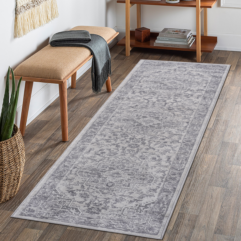 Leoglint 2X8 Silver/Oriental Non-Shedding Living Room Bedroom Dining Home Office Stylish and Stain Resistant Area Rug