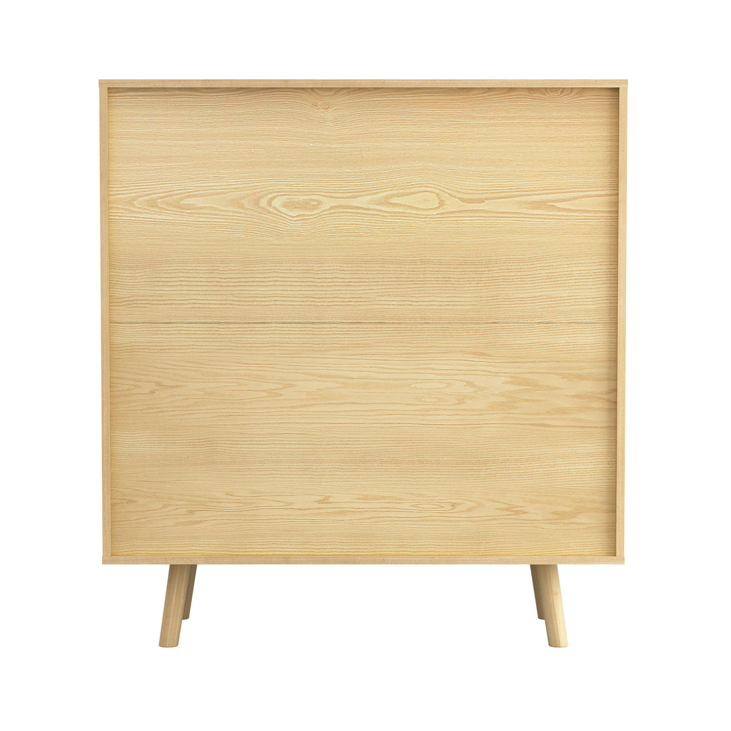 Leoglint Sideboard Bohemian Bar Cabinet, Natural Rattan Doors, Removable Wine Rack in Natural Wood