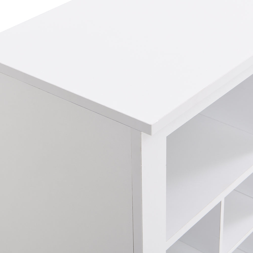 Leoglint ON-TREND Sleek Design 24 Shoe Cubby Console, Modern Shoe Cabinet with Curved Base, Versatile Sideboard with High-quality for Hallway, Bedroom, Living Room, White