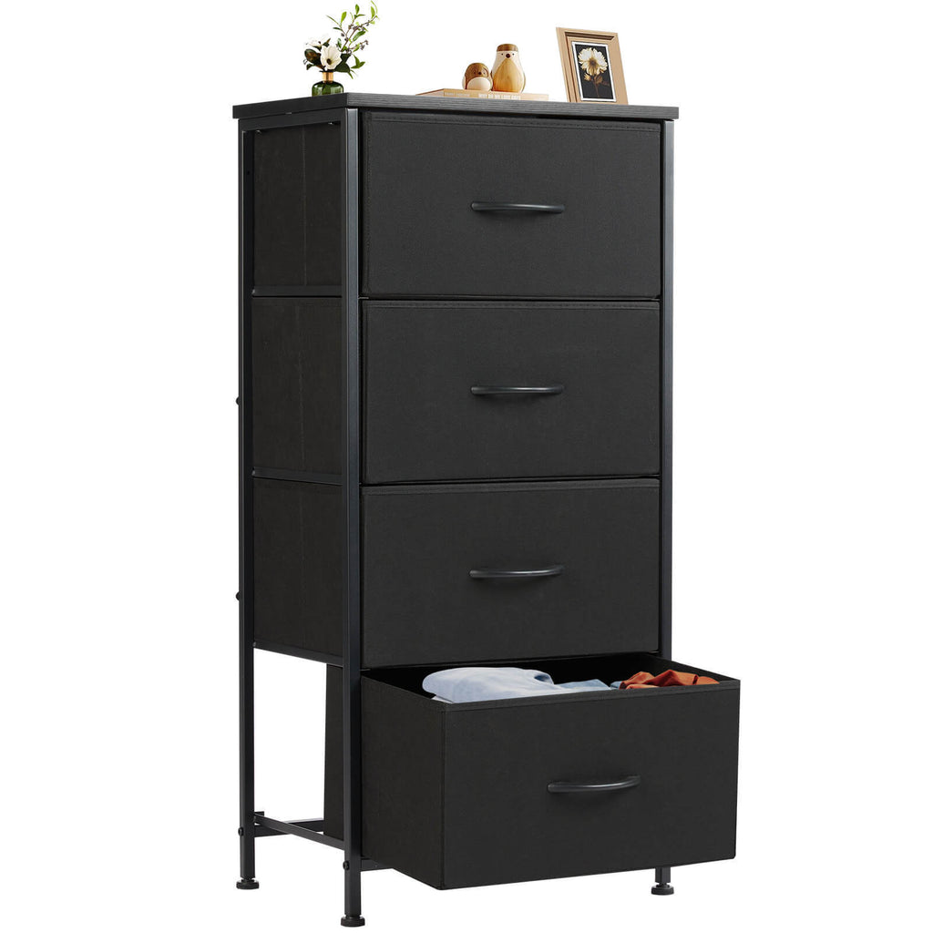 Leoglint Drawer Chest Drawers Dresser Chest of Drawers,Metal Frame and Wood Top,4bc,Black