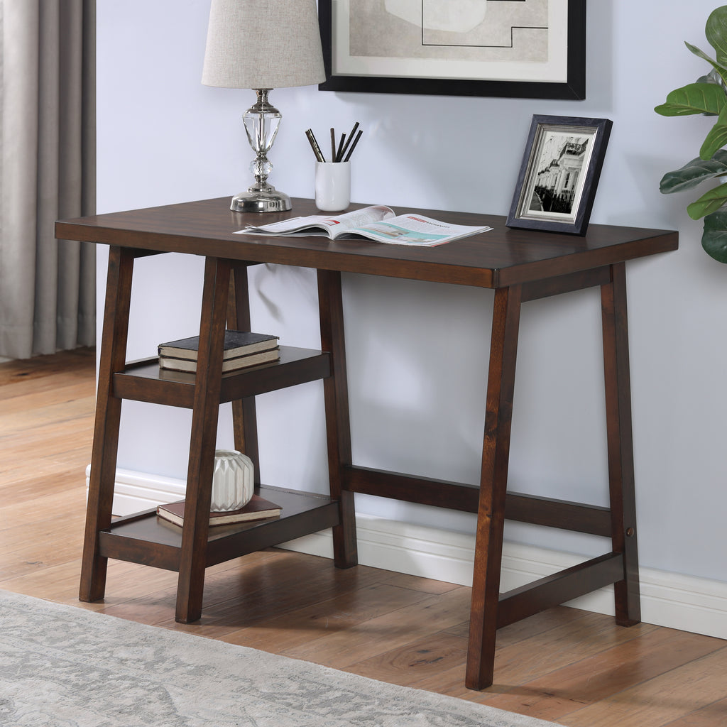 Leoglint Redina Contemporary Wood Writing Office Desk with Storage, Espresso