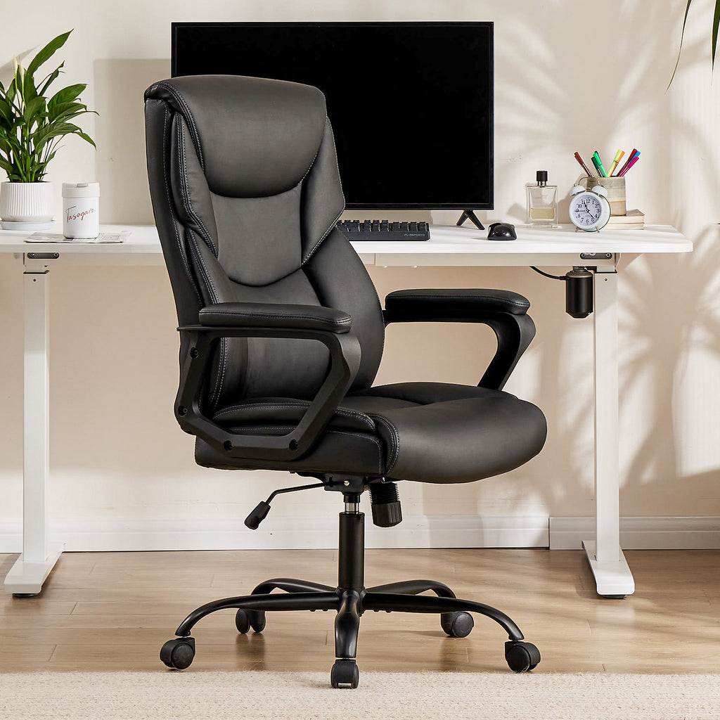 Leoglint Sweetcrispy Home Office Chair Ergonomic PU Leather Desk Chair with Armrests