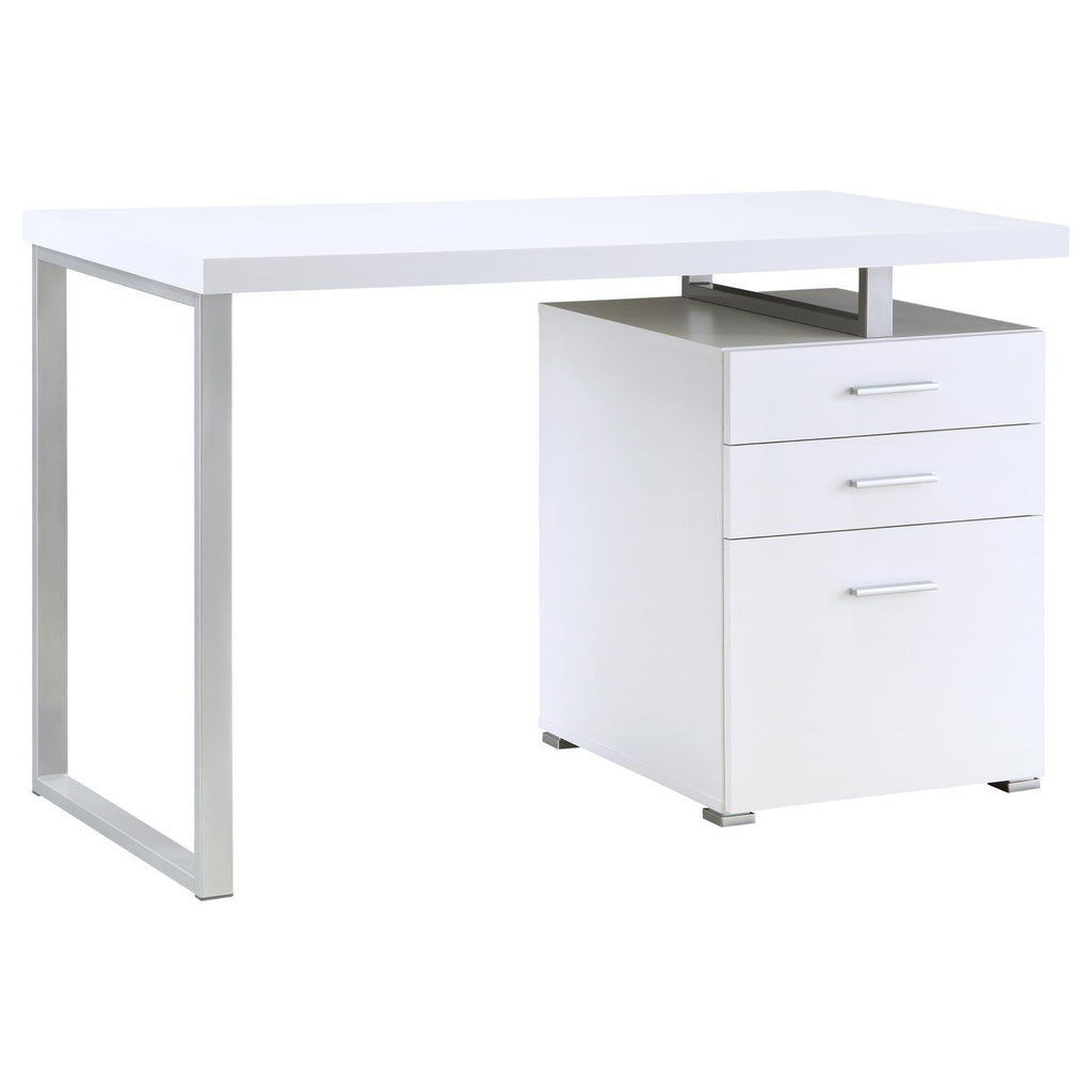 Leoglint White 3-drawer Reversible Office Desk