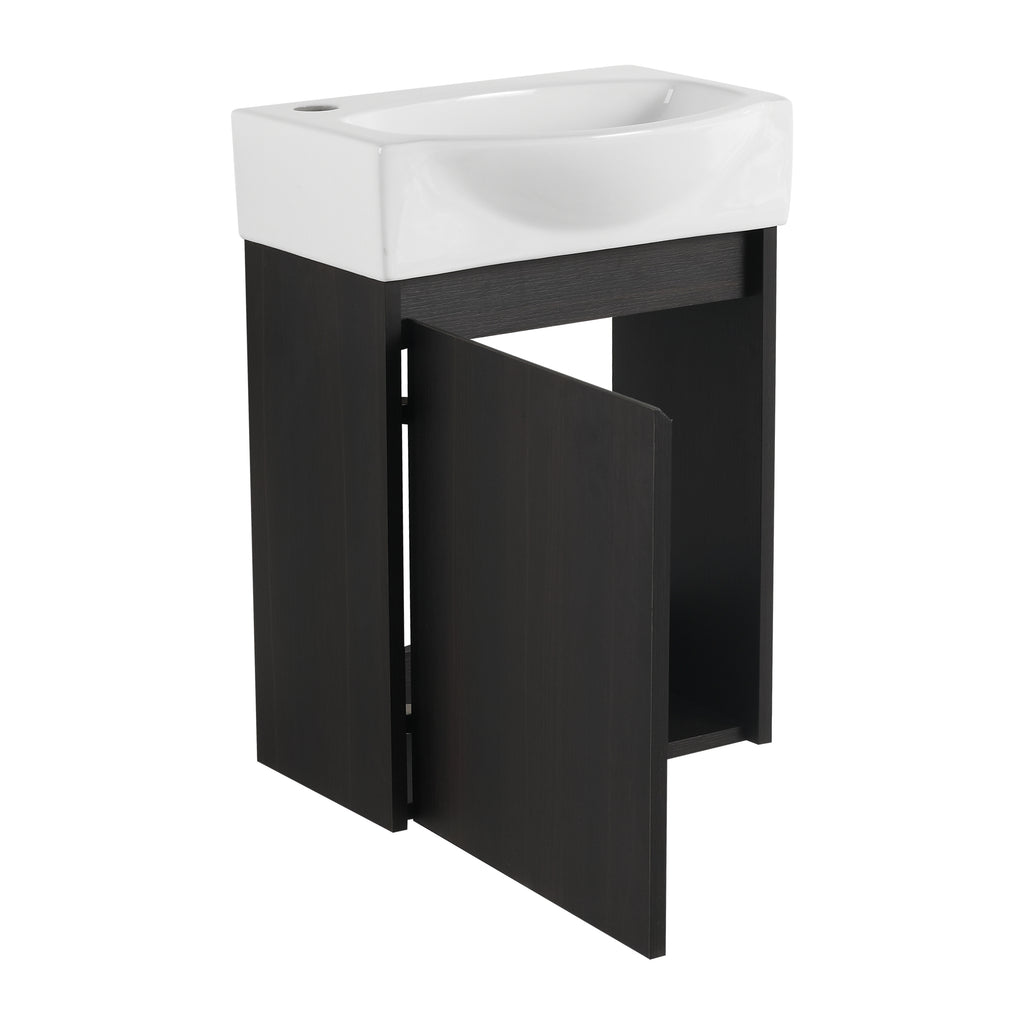 Leoglint 16 "Bathroom Vanity Sink Combo for Small Space, Modern Small Bathroom Vanity with Sink, Small Bathroom Sink Cabinet Set ,Black